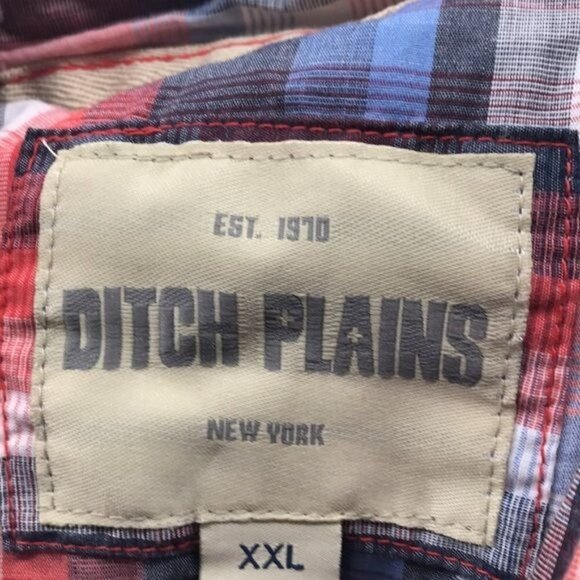 Ditch Plains Red, white and blue plaid Western Shirt XXL New - Picture 2 of 8